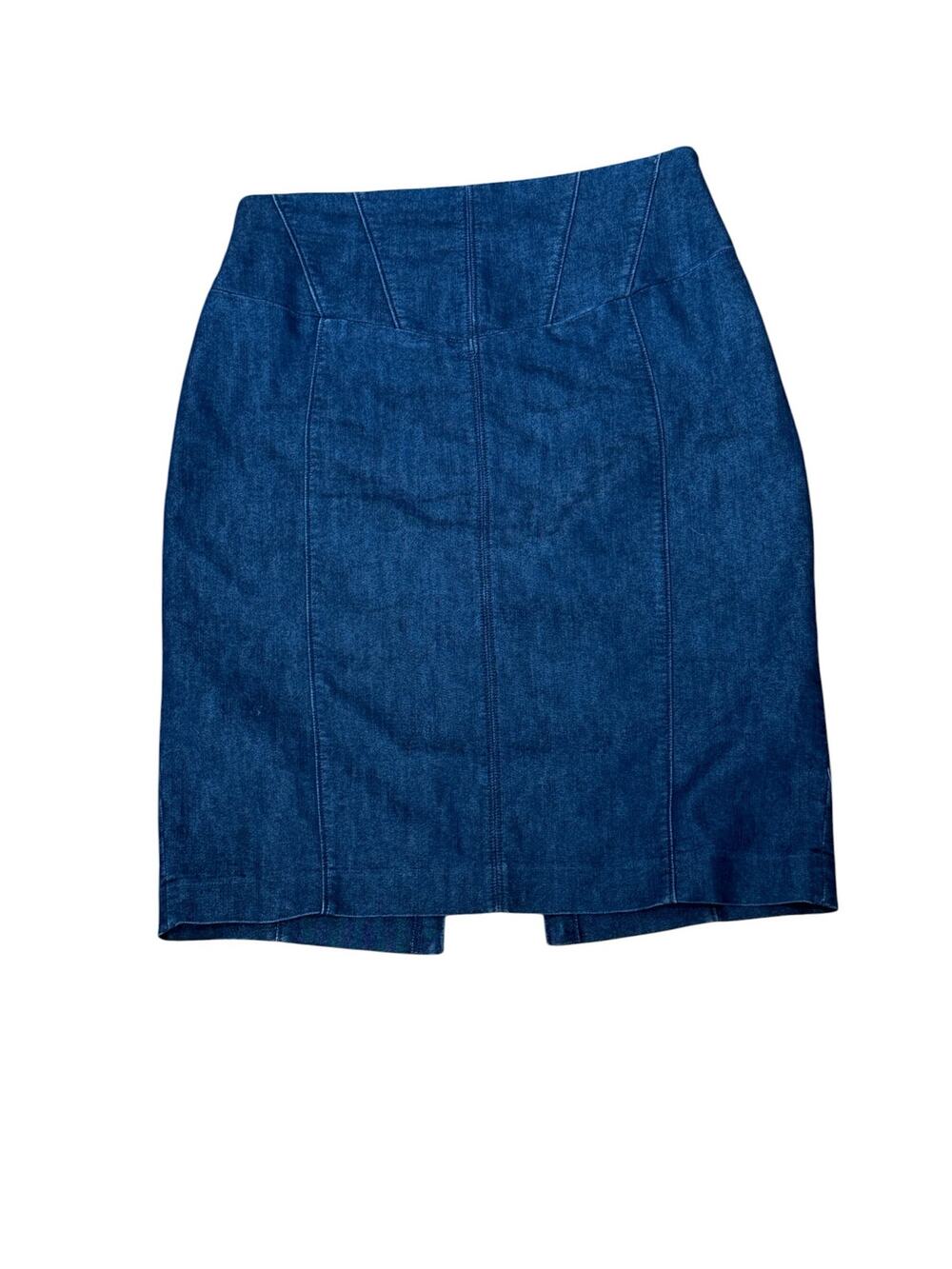 Y2K Express High Waist Corset Back Stretch Denim Jean Skirt 10